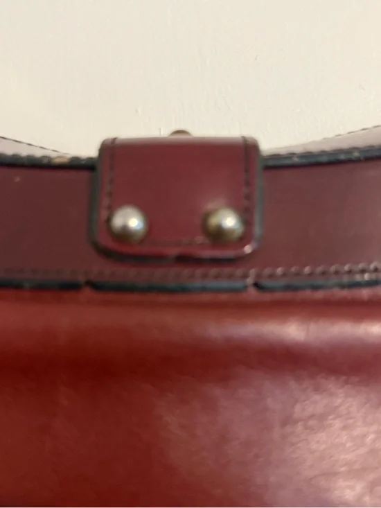 Vintage John Romain Leather Shoulder Bag Burgundy Oxblood Gold Clasp - Picture 6 of 10